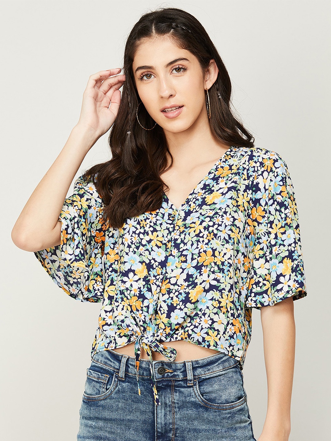 

Ginger by Lifestyle Floral Print Crop Top, Navy blue