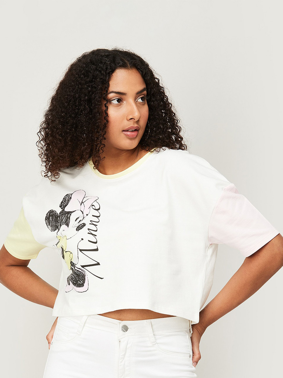

Ginger by Lifestyle Women Minnie Mouse Printed Cotton T-shirt, White