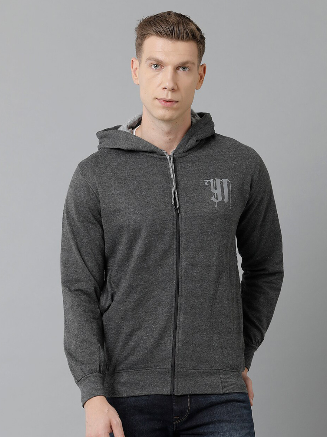 

YOVISH Men Hooded Cotton Sweatshirt, Charcoal