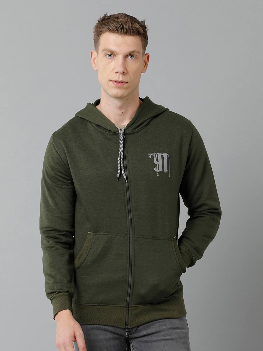 

YOVISH Men Hooded Cotton Sweatshirt, Olive