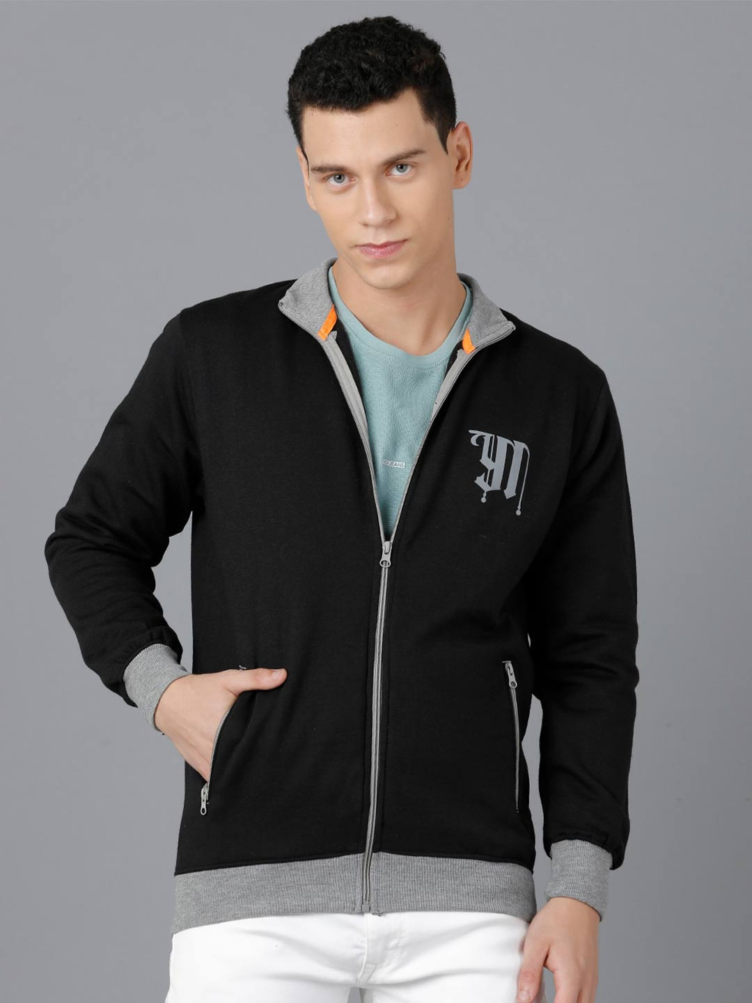 

YOVISH Mandarin Collar Cotton Sweatshirt, Black