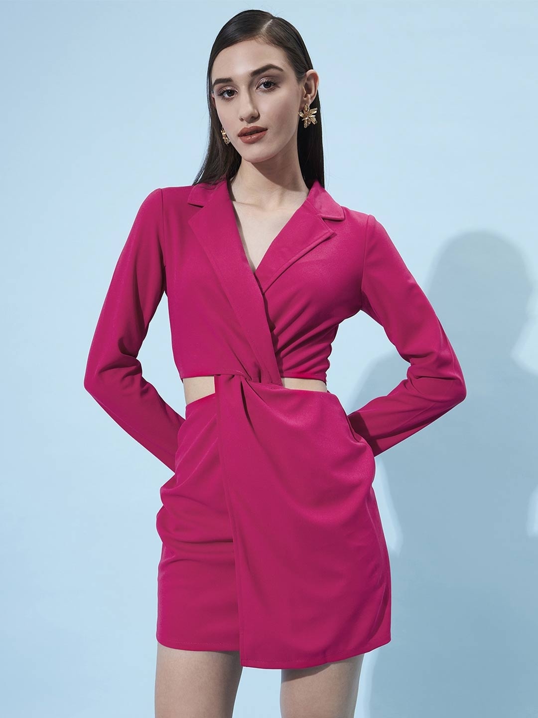 

Athena Fuchsia Shirt Collar Dress
