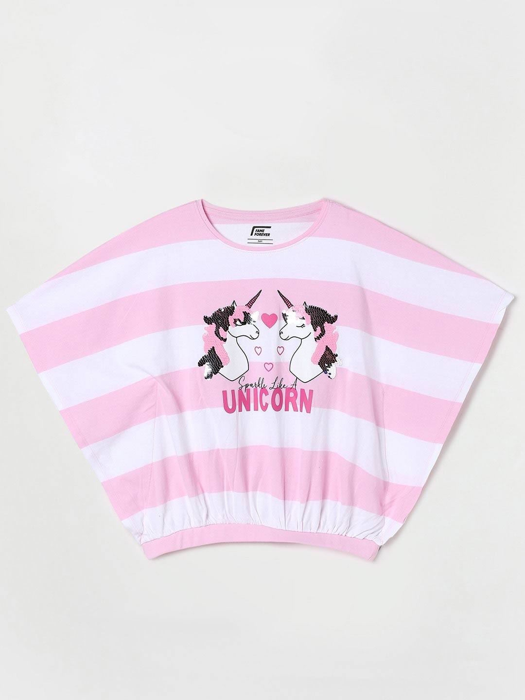 

Fame Forever by Lifestyle Striped Extended Sleeves Cotton Top, Pink