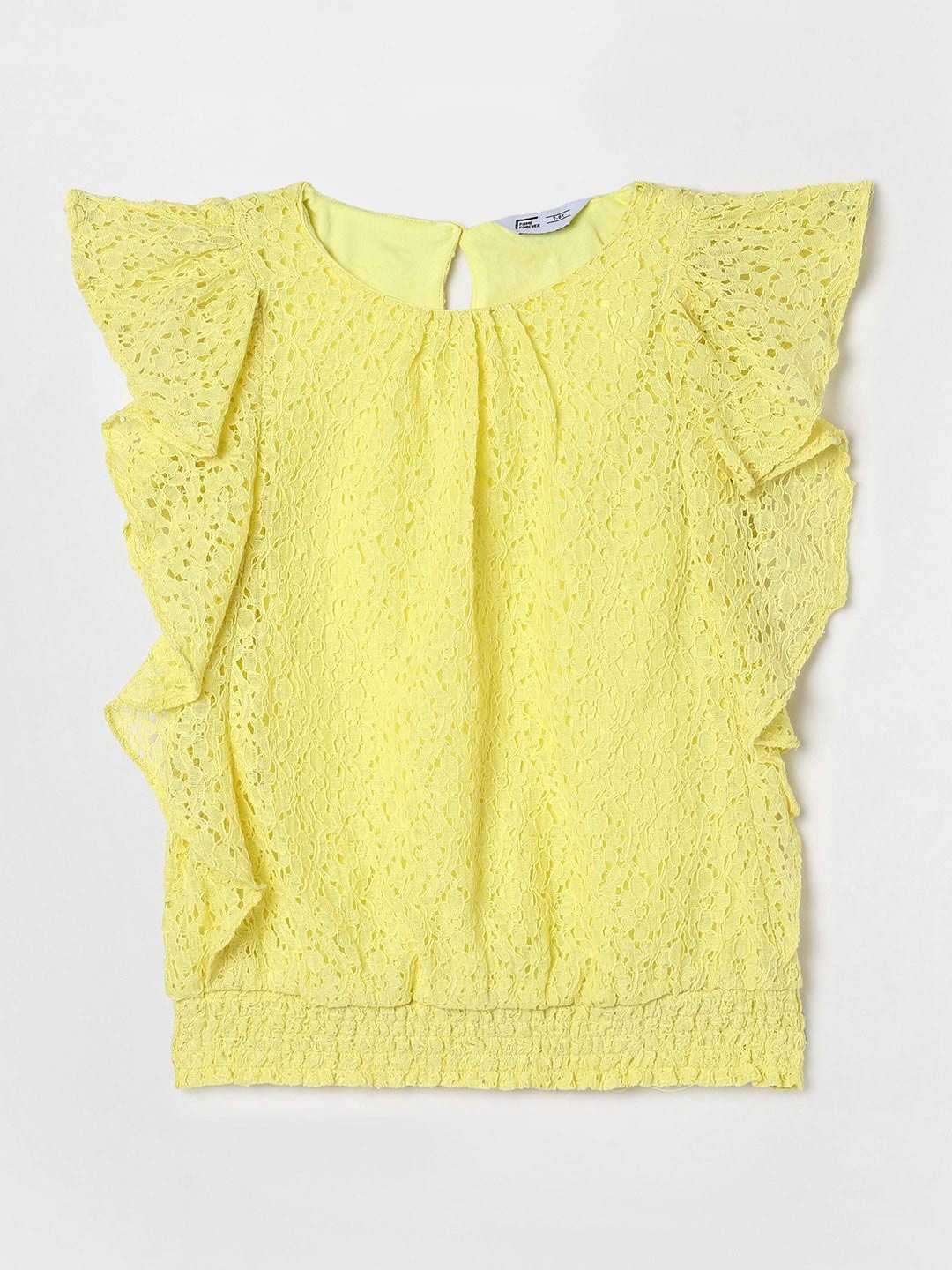

Fame Forever by Lifestyle Girls Round Neck Flutter Sleeve Top, Yellow