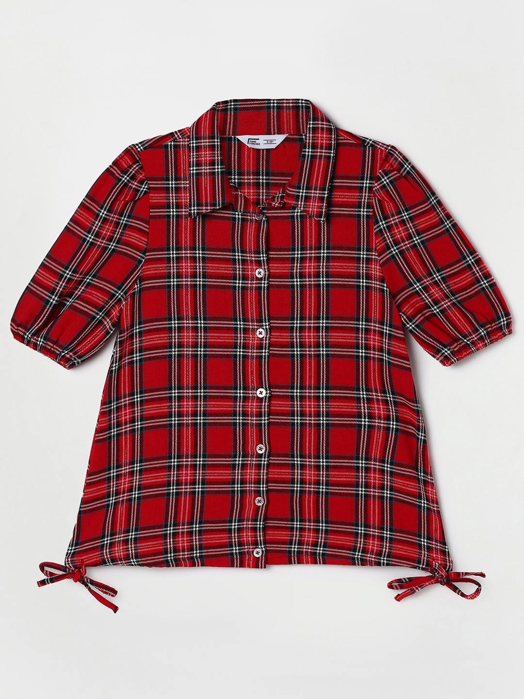 

Fame Forever by Lifestyle Checked Shirt Style Cotton Top, Red