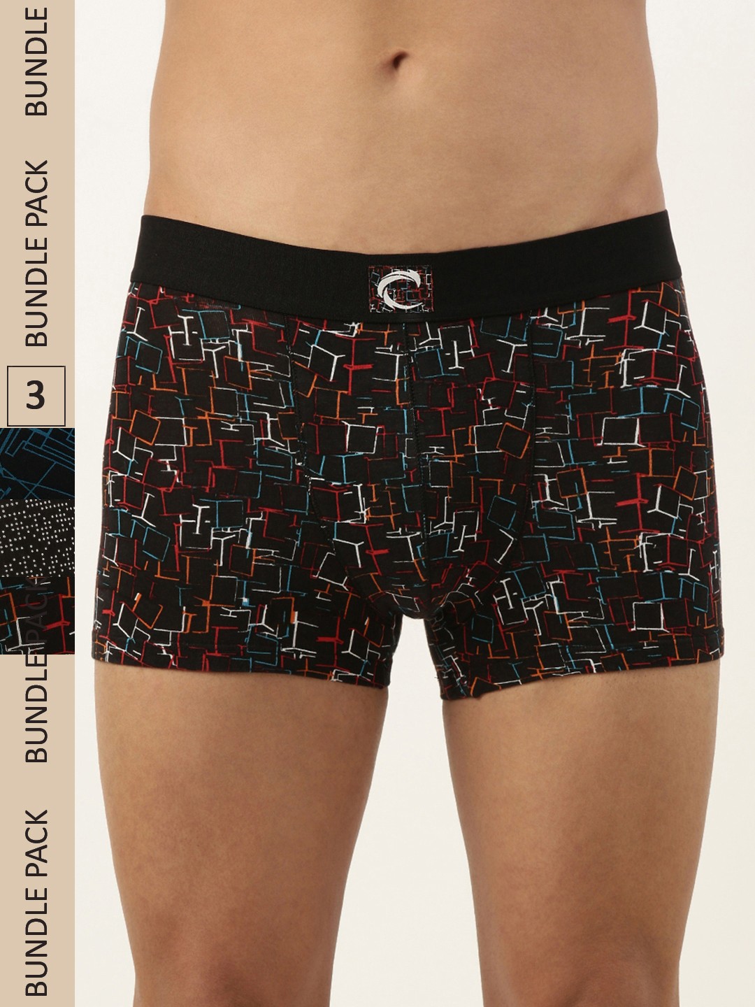 

Chromozome Men Pack of 3 Premium Cotton-Stretch Printed Trunks 8902733624879, Multi