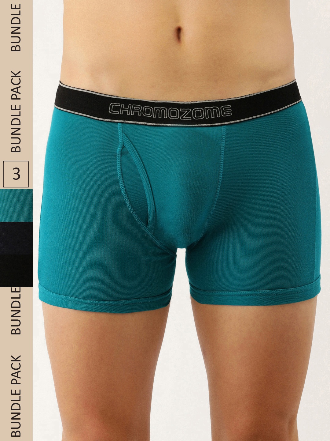 

Chromozome Men Pack of 3 Pure Cotton Premium Trunks 8902733630955, Black