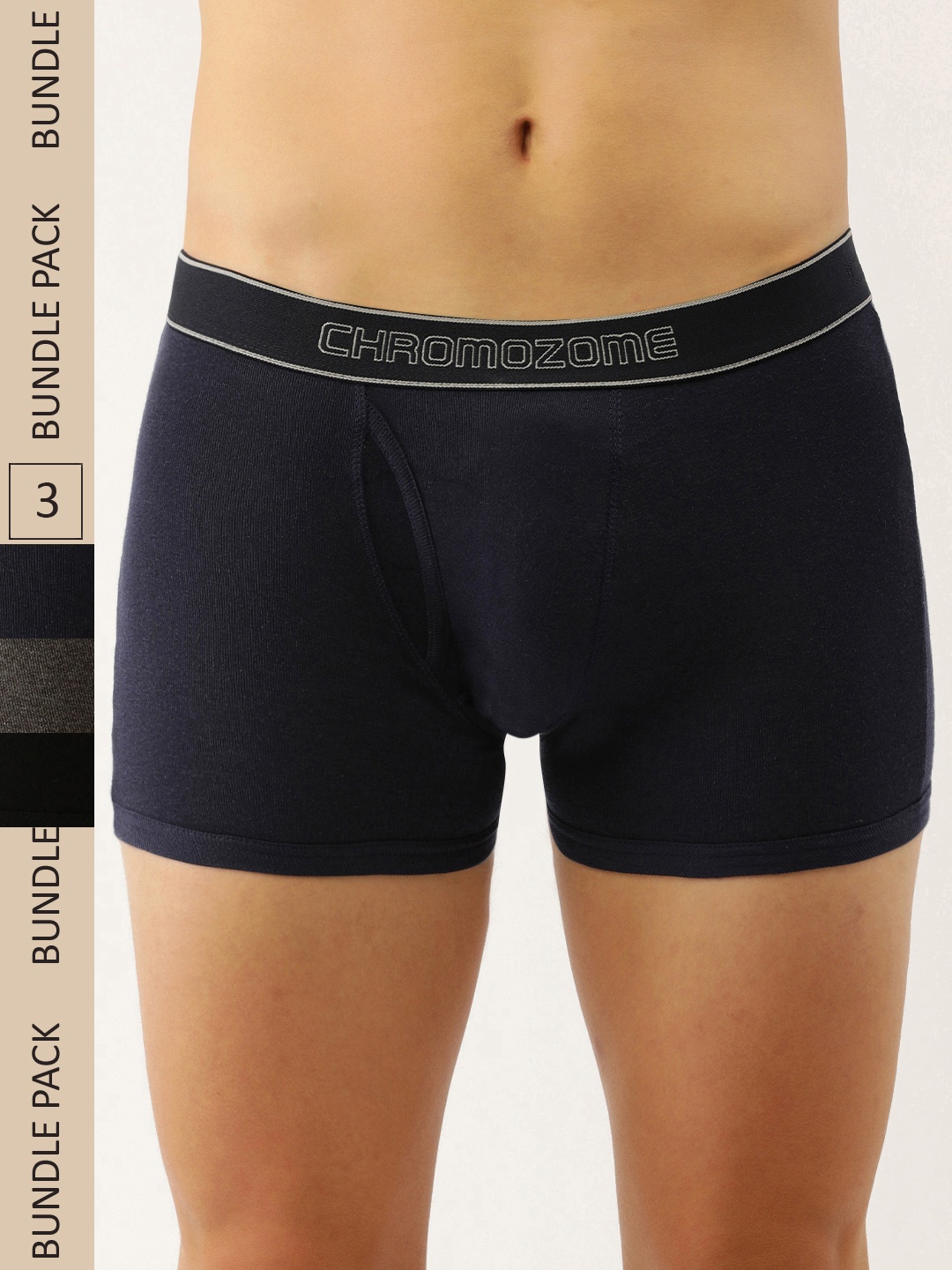 

Chromozome Men Pack of 3 Pure Cotton Premium Trunks 8902733631037, Navy blue