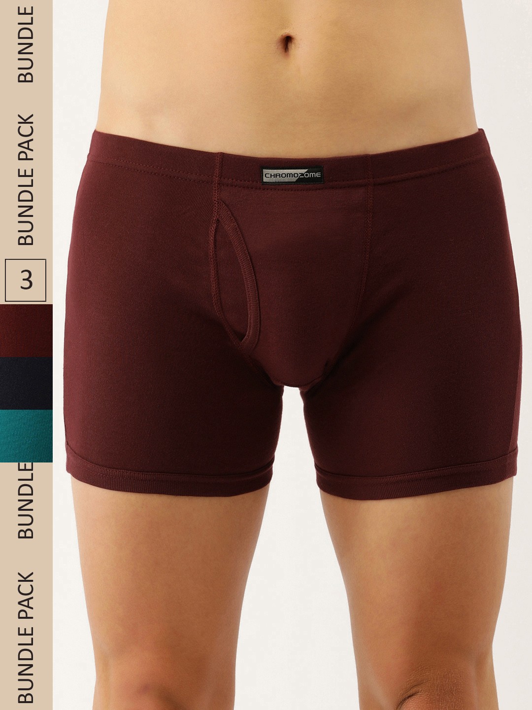 

Chromozome Men Pack of 3 Pure Cotton Premium Trunks 8902733630153, Maroon