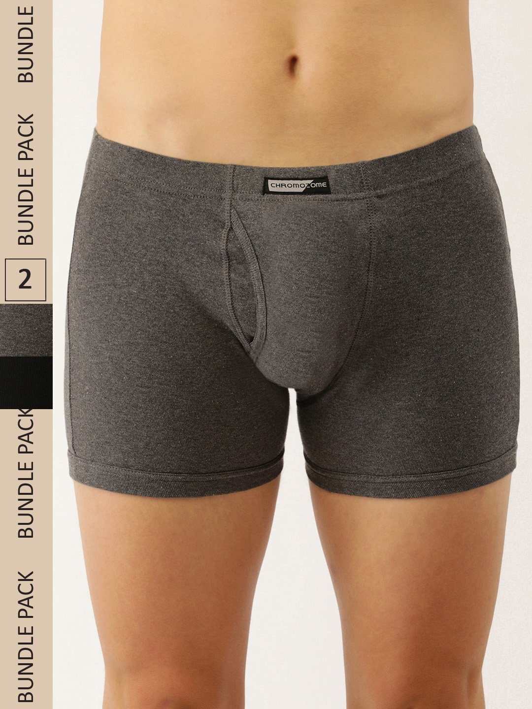 

Chromozome Men Pack of 2 Pure Cotton Premium Trunks 8902733629638, Grey