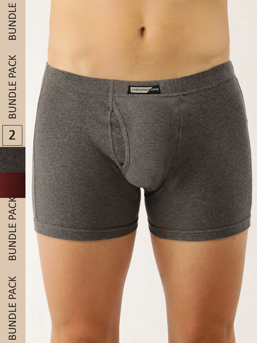 

Chromozome Men Pack of 2 Pure Cotton Premium Trunks 8902733629751, Grey