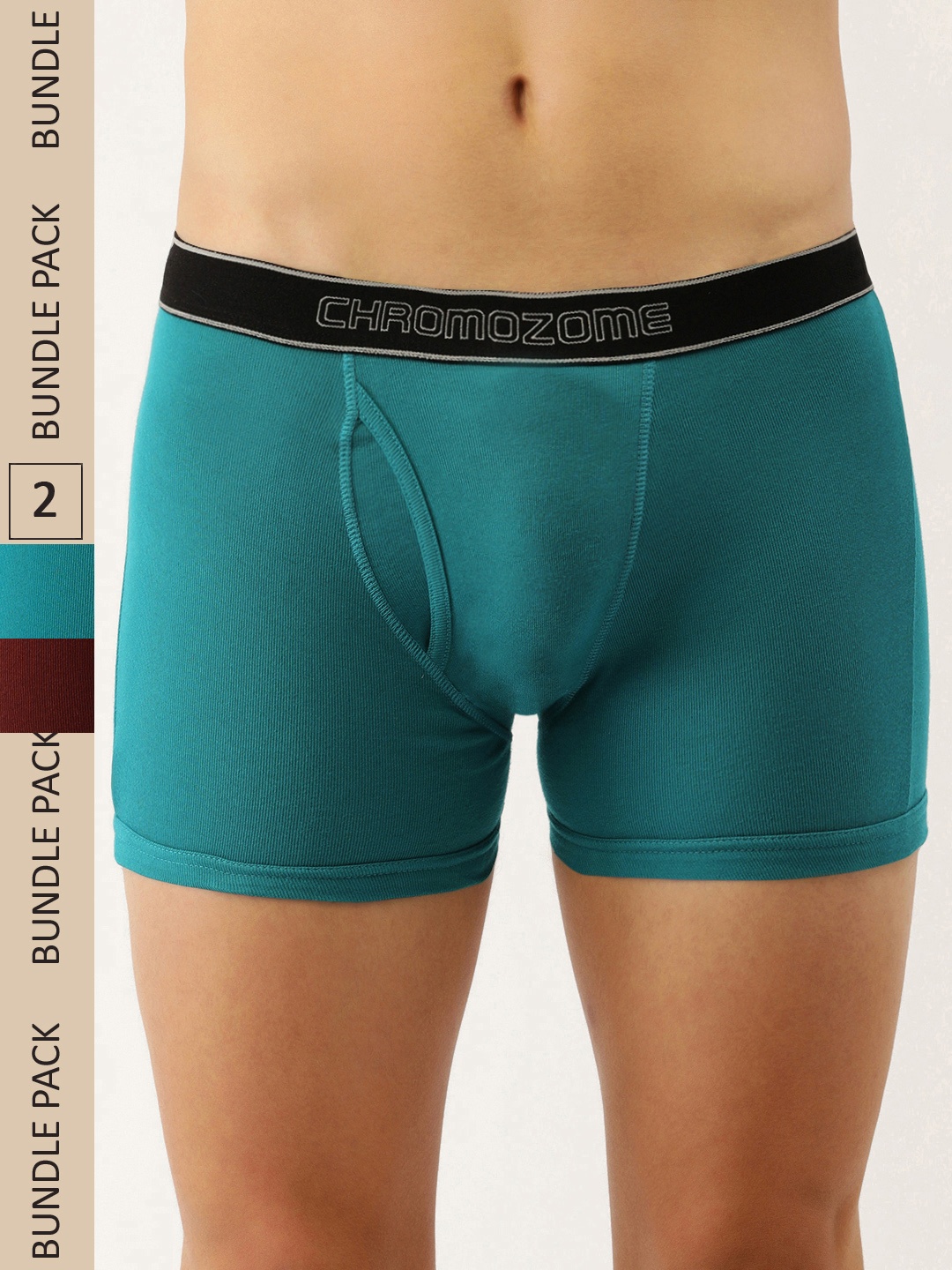 

Chromozome Men Pack of 2 Pure Cotton Premium Trunks 8902733630559, Burgundy