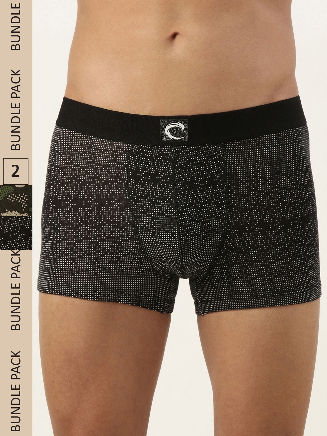 

Chromozome Men Pack of 2 Printed Trunks 8902733624633, Black