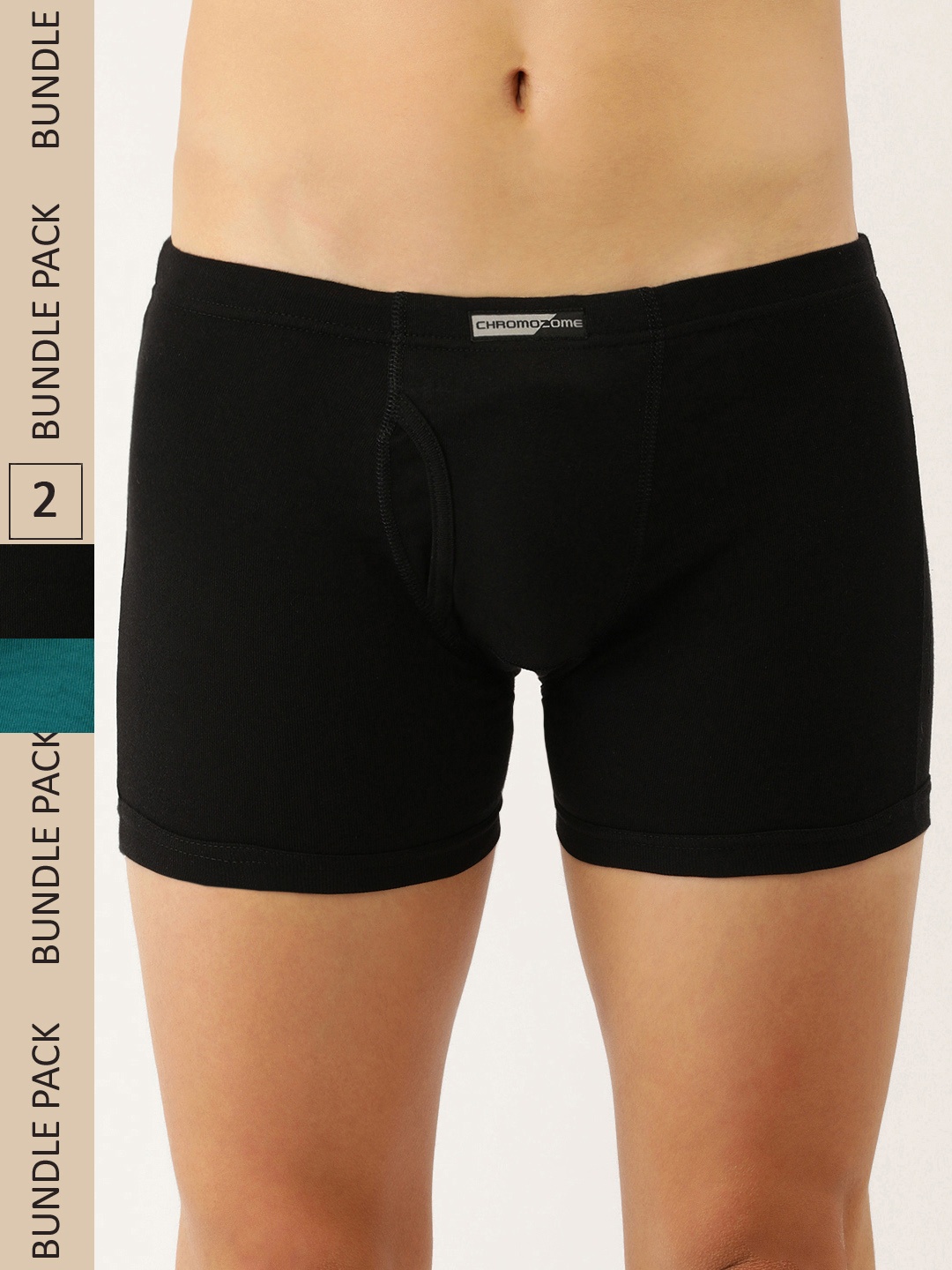 

Chromozome Men Pack of 2 Pure Cotton Premium Trunks 8902733629478, Black