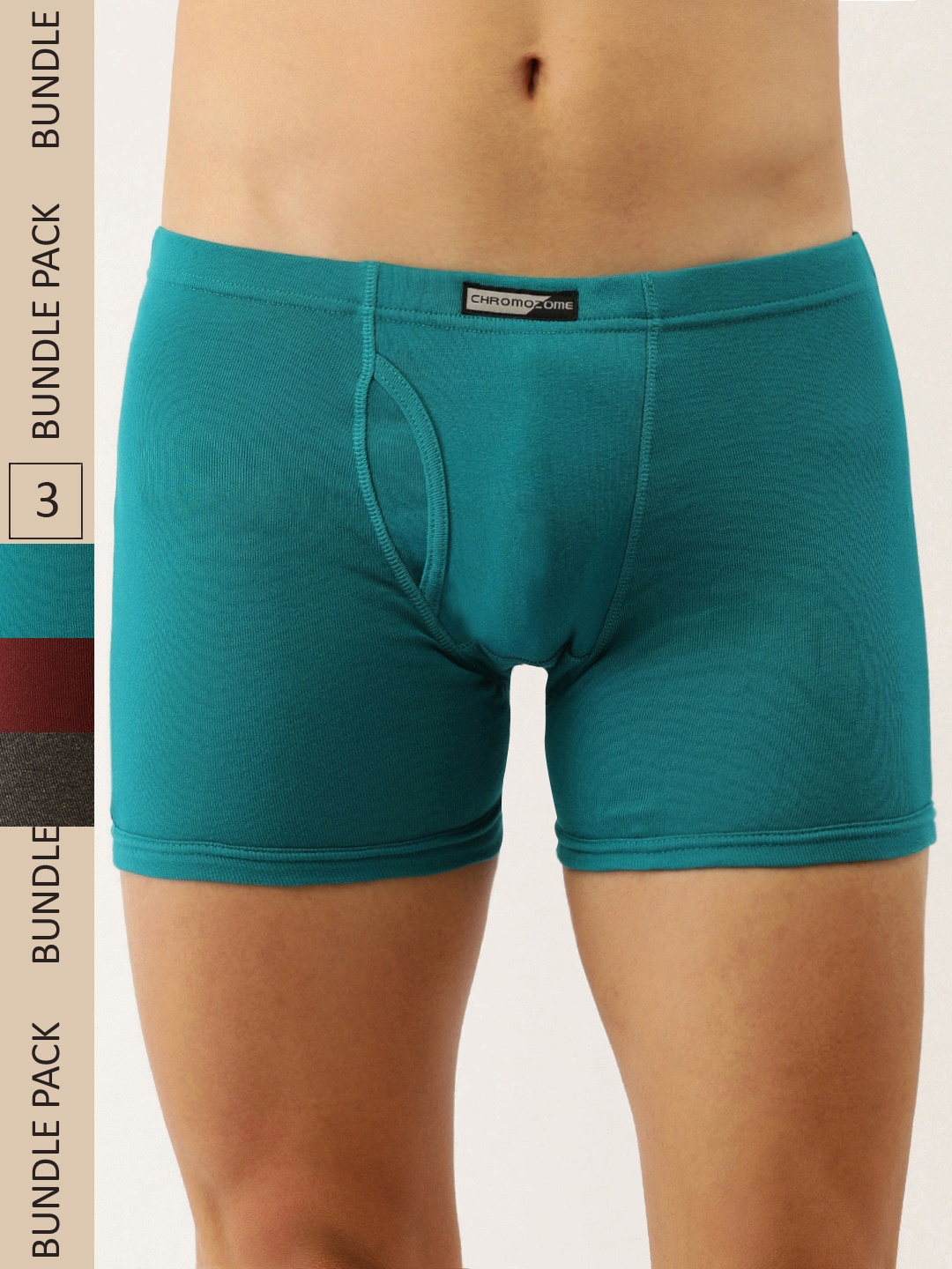 

Chromozome Men Pack of 3 Pure Cotton Premium Trunks 8902733630115, Sea green
