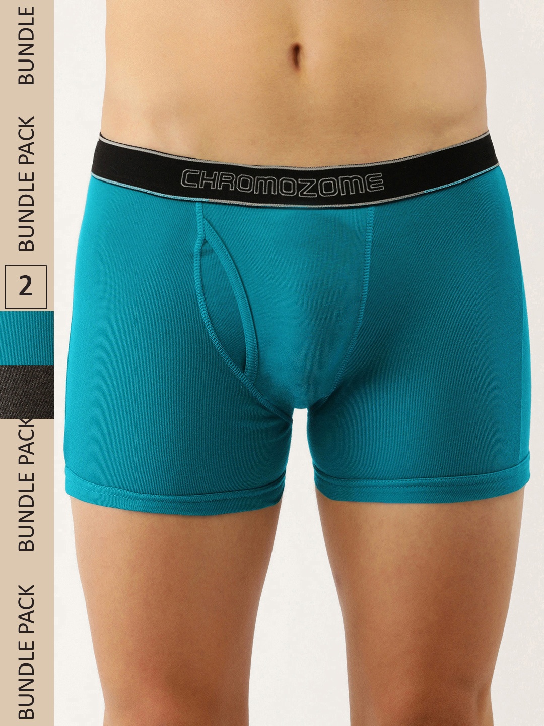 

Chromozome Men Pack of 2 Pure Cotton Premium Trunks 8902733630511, Sea green