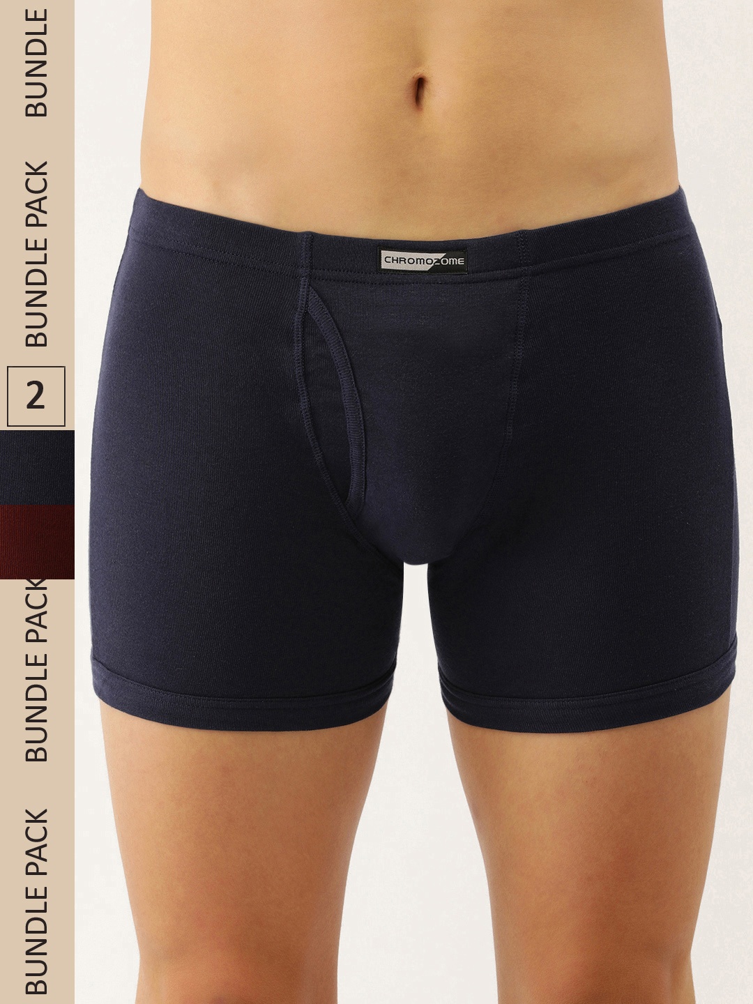 

Chromozome Men Pack of 2 Pure Cotton Premium Trunks 8902733629836, Navy blue