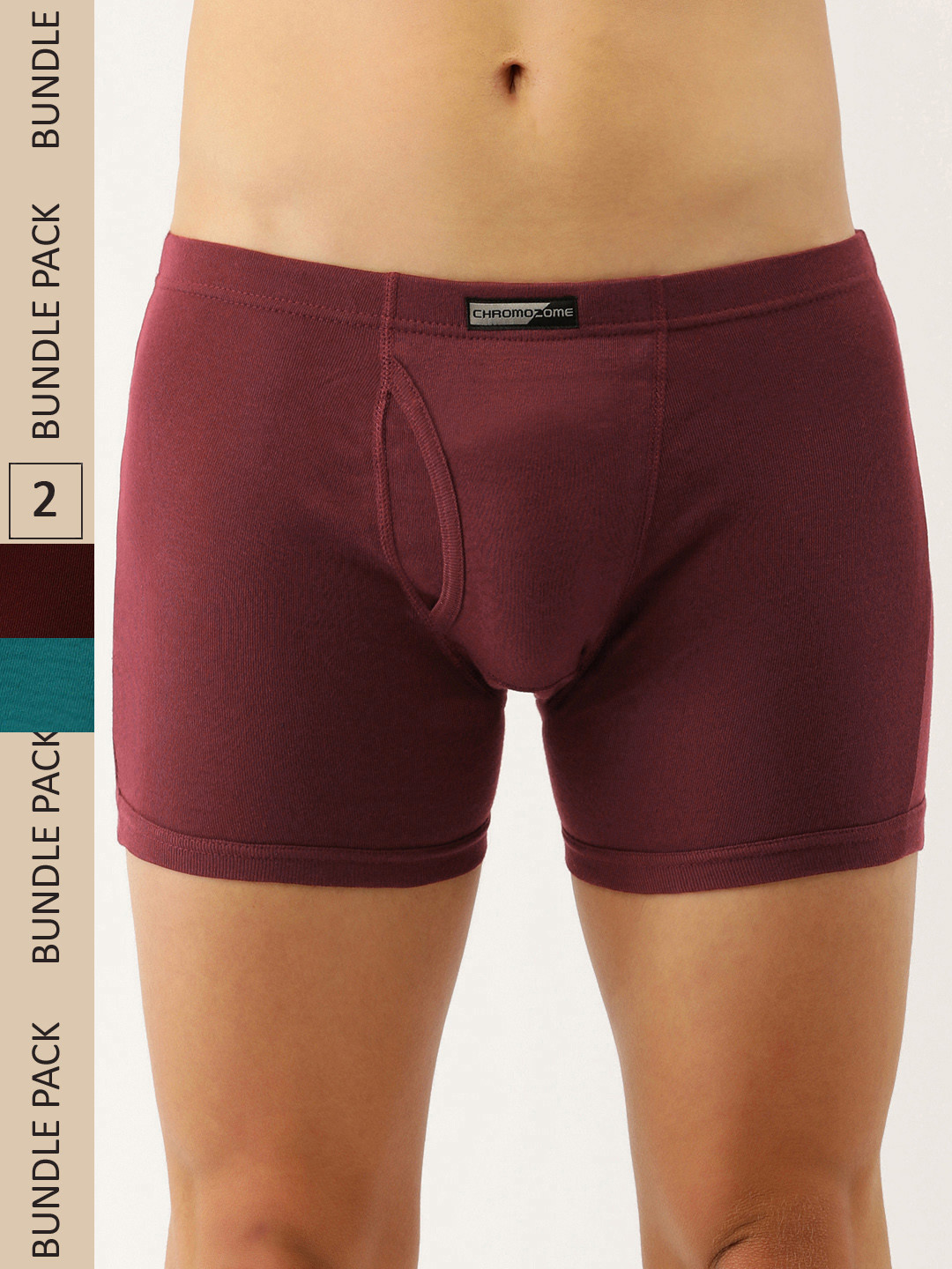 

Chromozome Men Pack of 2 Pure Cotton Premium Trunks 8902733629553, Burgundy