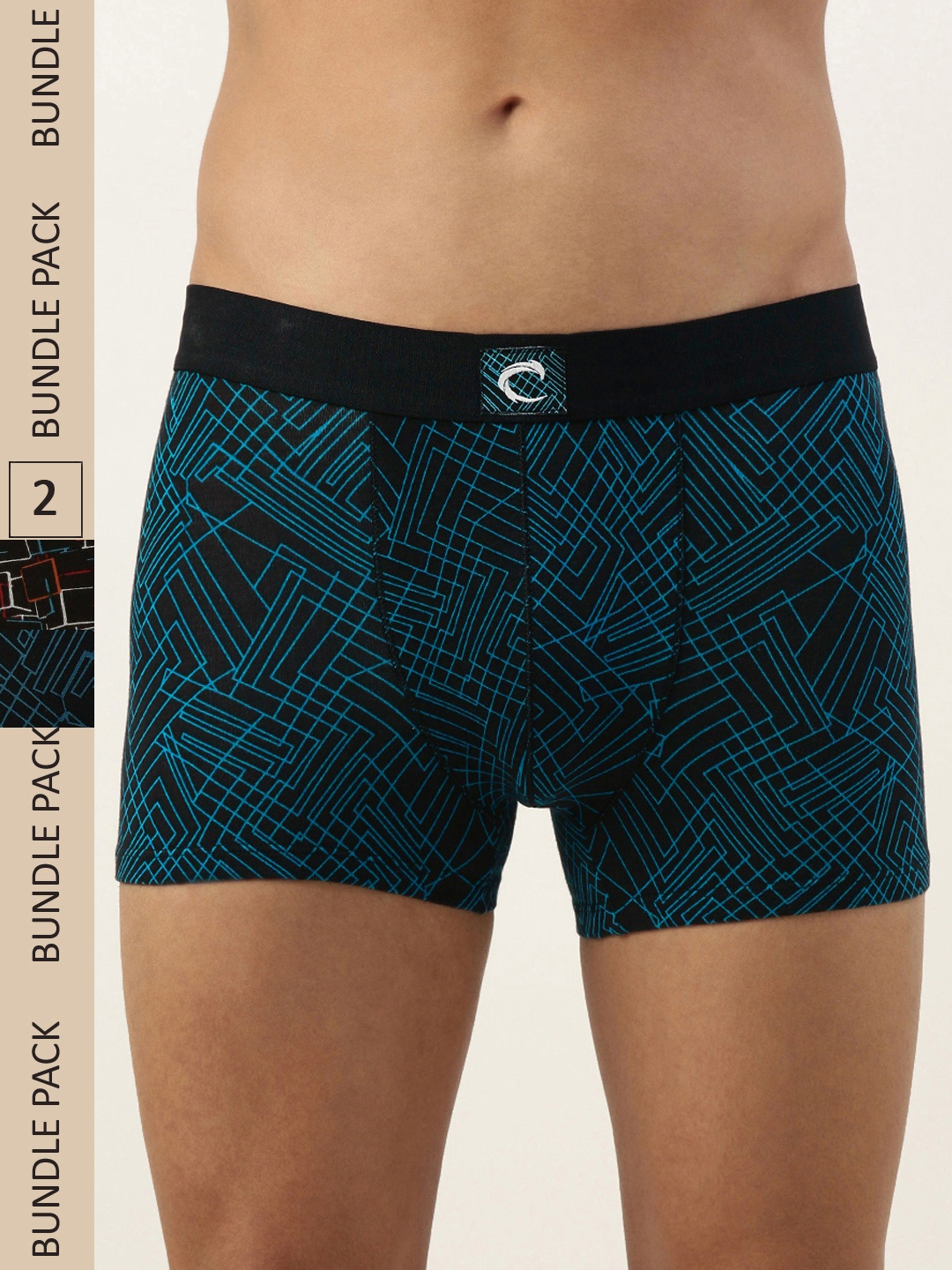 

Chromozome Men Pack of 2 Printed Trunks 8902733624510-MULTI 6, Black