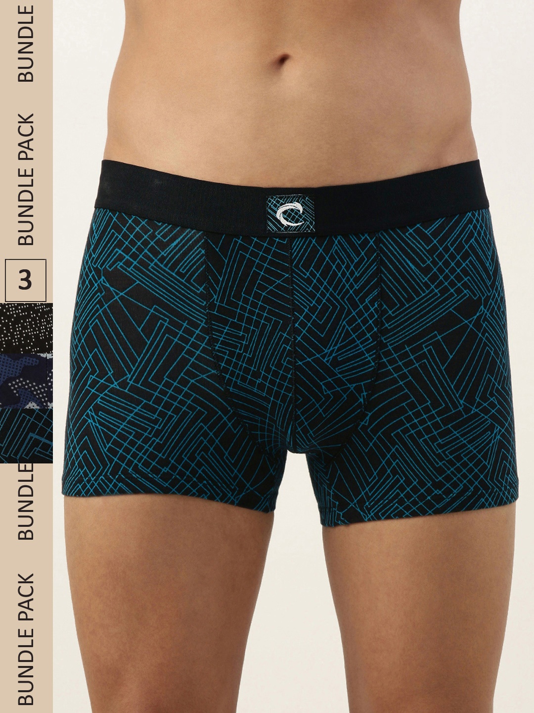 

Chromozome Men Pack of 3 Printed Trunks 8902733624992-MULTI 8, Black
