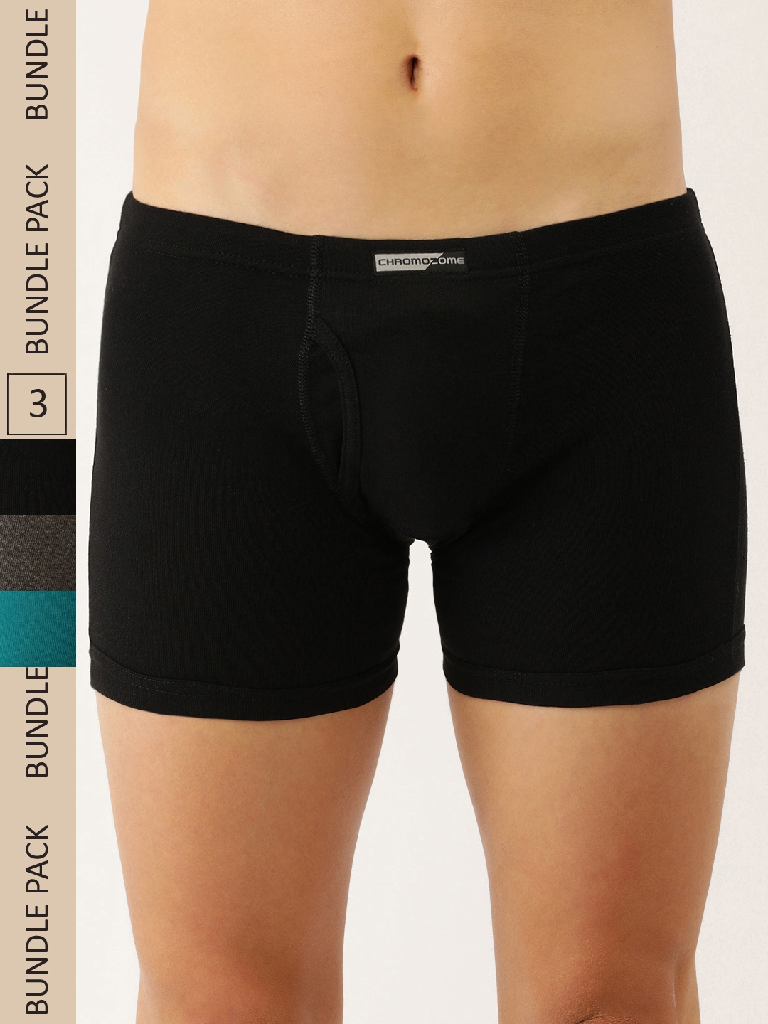 

Chromozome Men Pack of 3 Pure Cotton Premium Trunks 8902733629874, Black