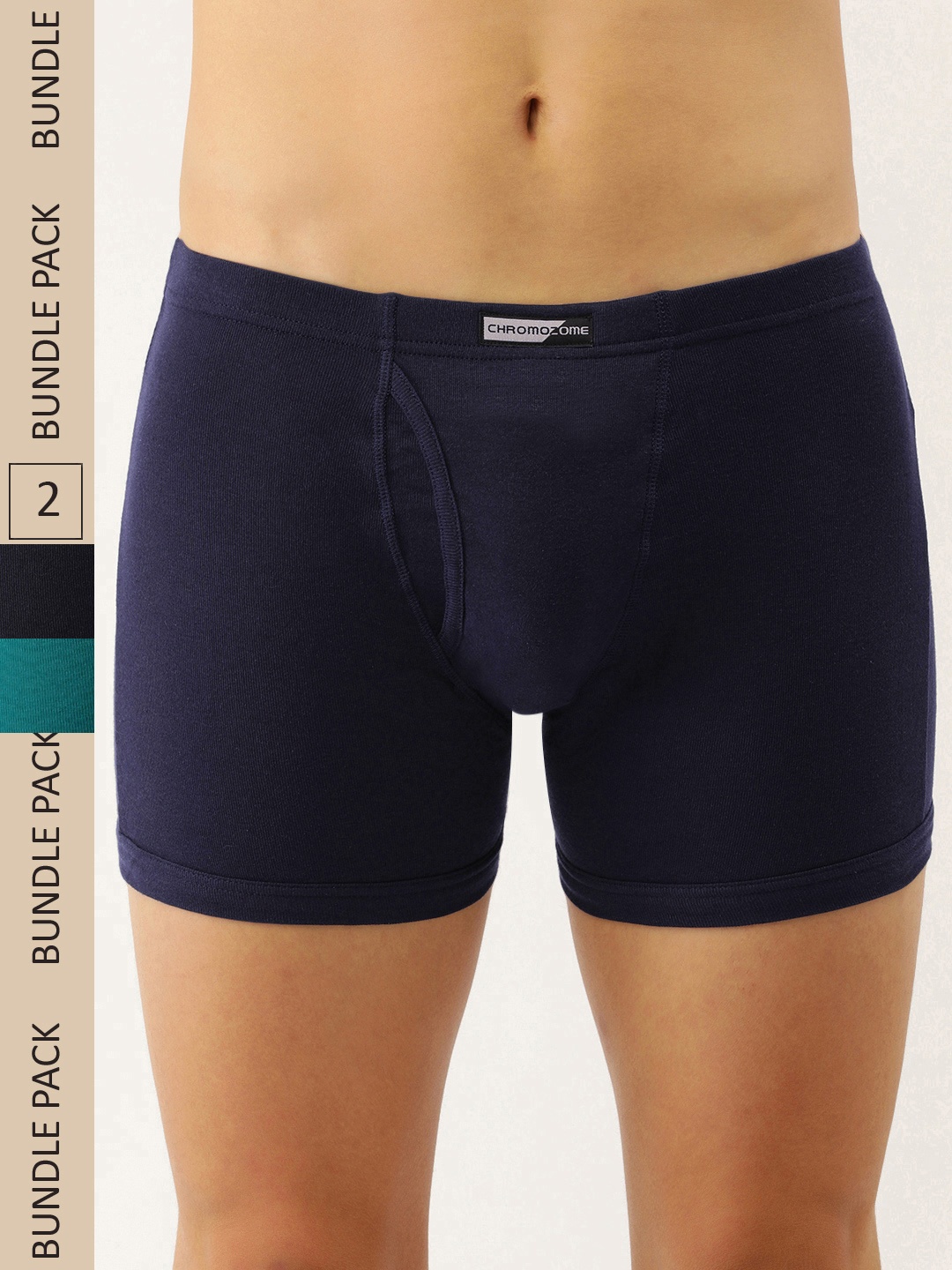 

Chromozome Men Pack of 2 Pure Cotton Premium Trunks 8902733629591, Navy blue