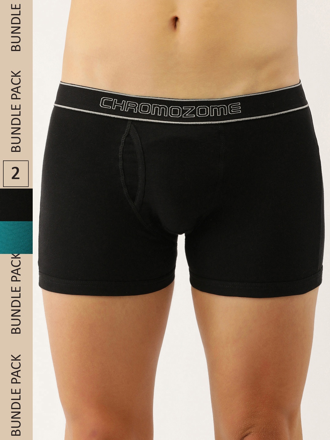 

Chromozome Men Pack of 2 Pure Cotton Premium Trunks 8902733630474, Black