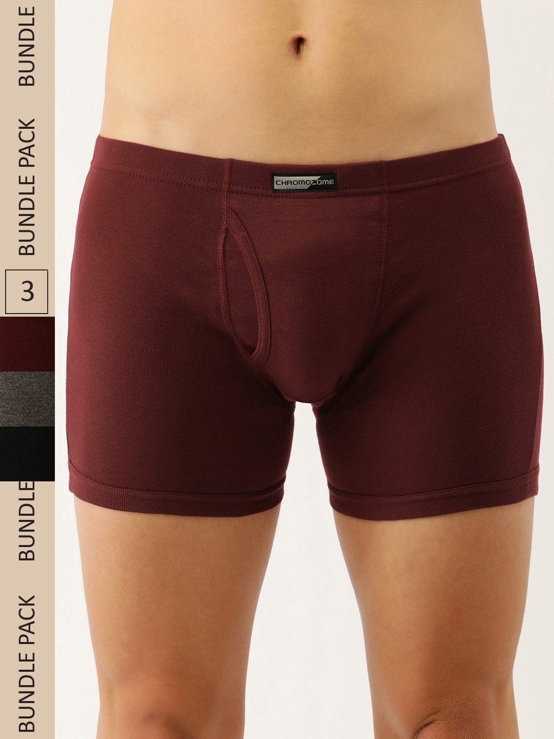 

Chromozome Men Pack of 3 Pure Cotton Premium Trunks 8902733629997, Maroon