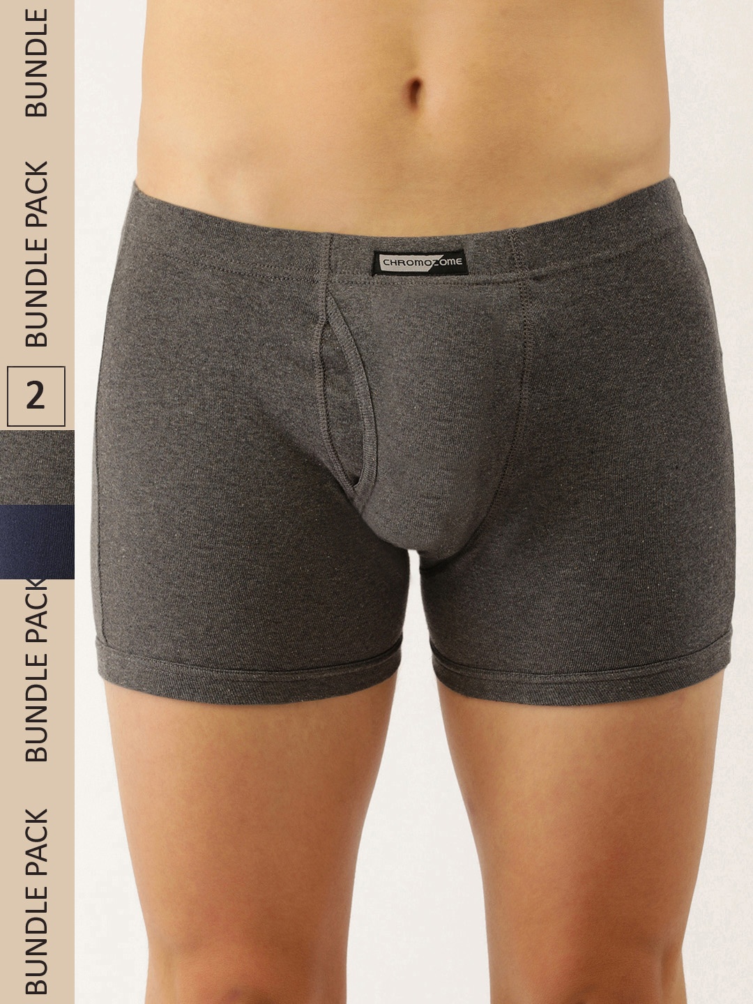 

Chromozome Men Pack of 2 Pure Cotton Premium Trunks 8902733629799, Navy blue