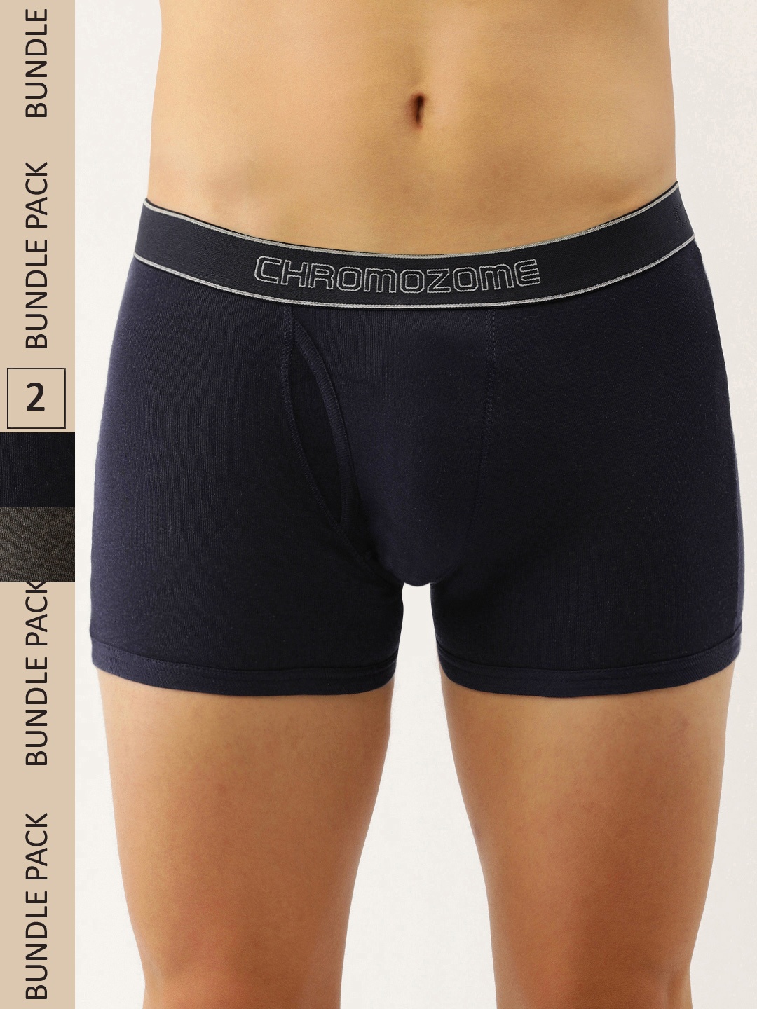 

Chromozome Men Pack of 2 Pure Cotton Premium Trunks 8902733630795, Navy blue