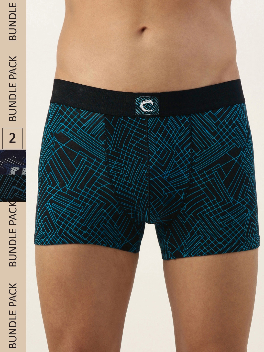 

Chromozome Men Pack of 2 Printed Trunks 8902733624398-MULTI 3, Black