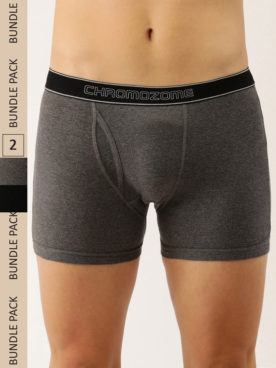 

Chromozome Men Pack of 2 Pure Cotton Premium Trunks 8902733630634, Grey