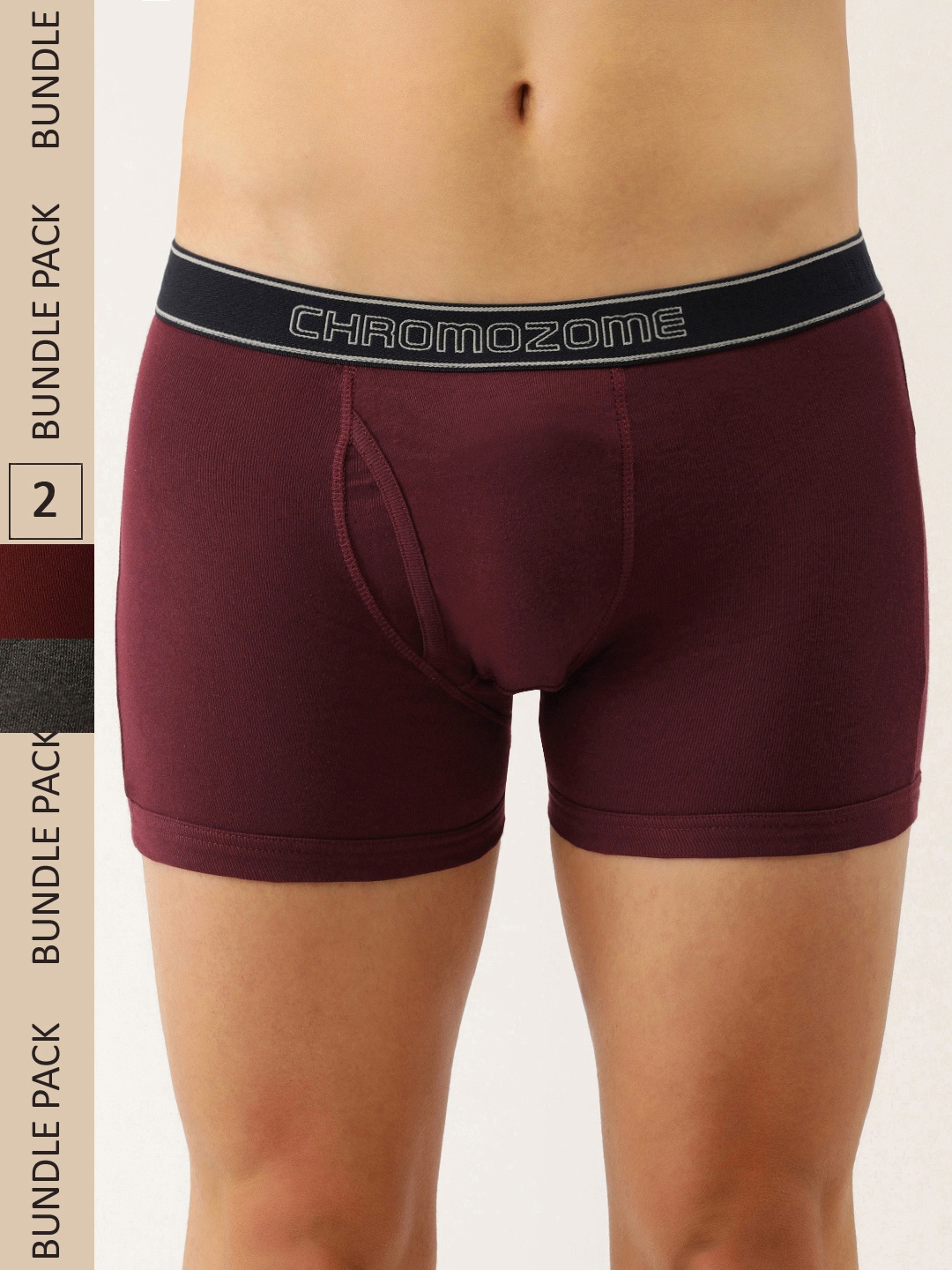 

Chromozome Men Pack of 2 Pure Cotton Premium Trunks 8902733630757, Burgundy