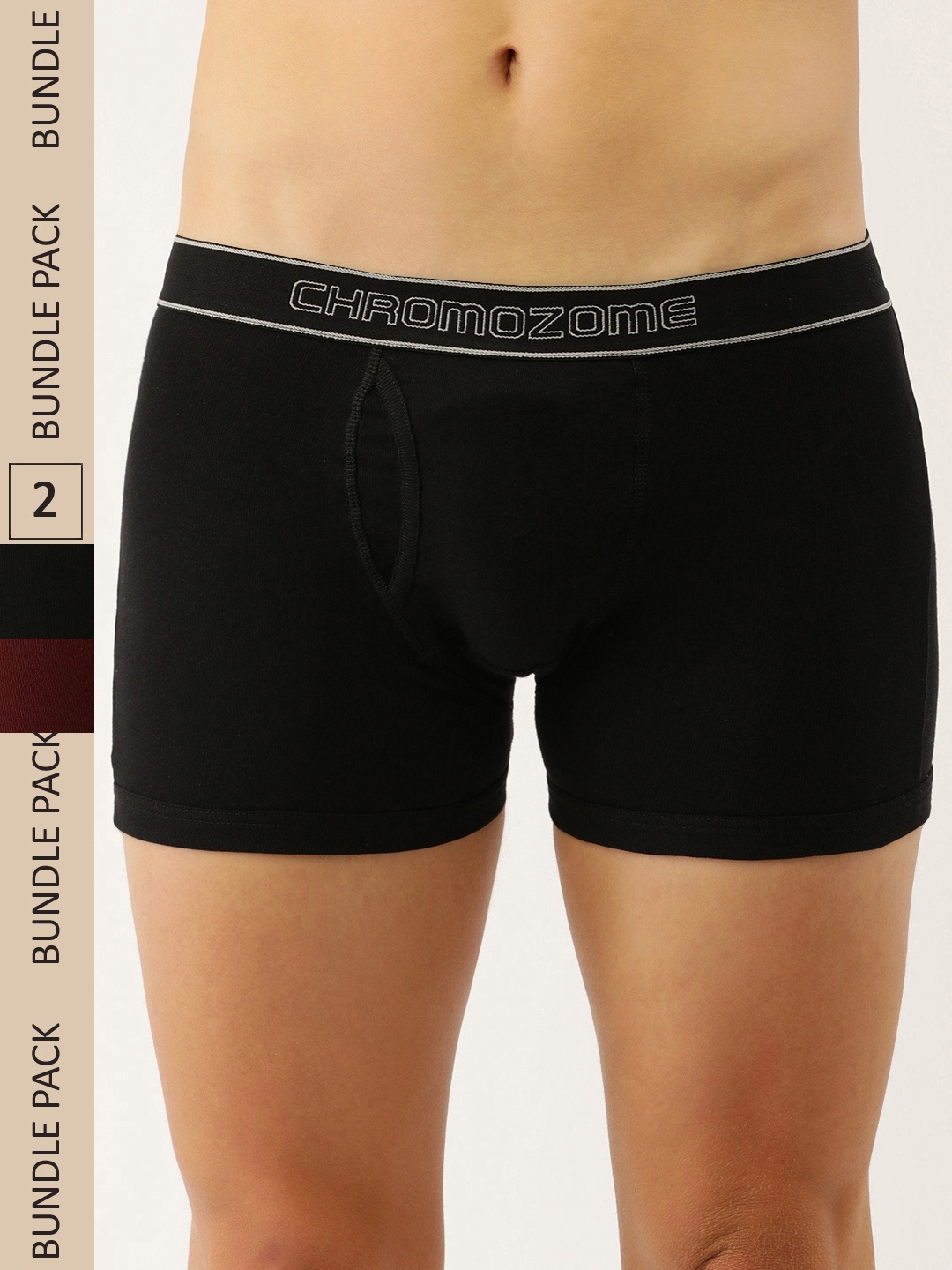 

Chromozome Men Pack of 2 Pure Cotton Premium Trunks 8902733630672, Black