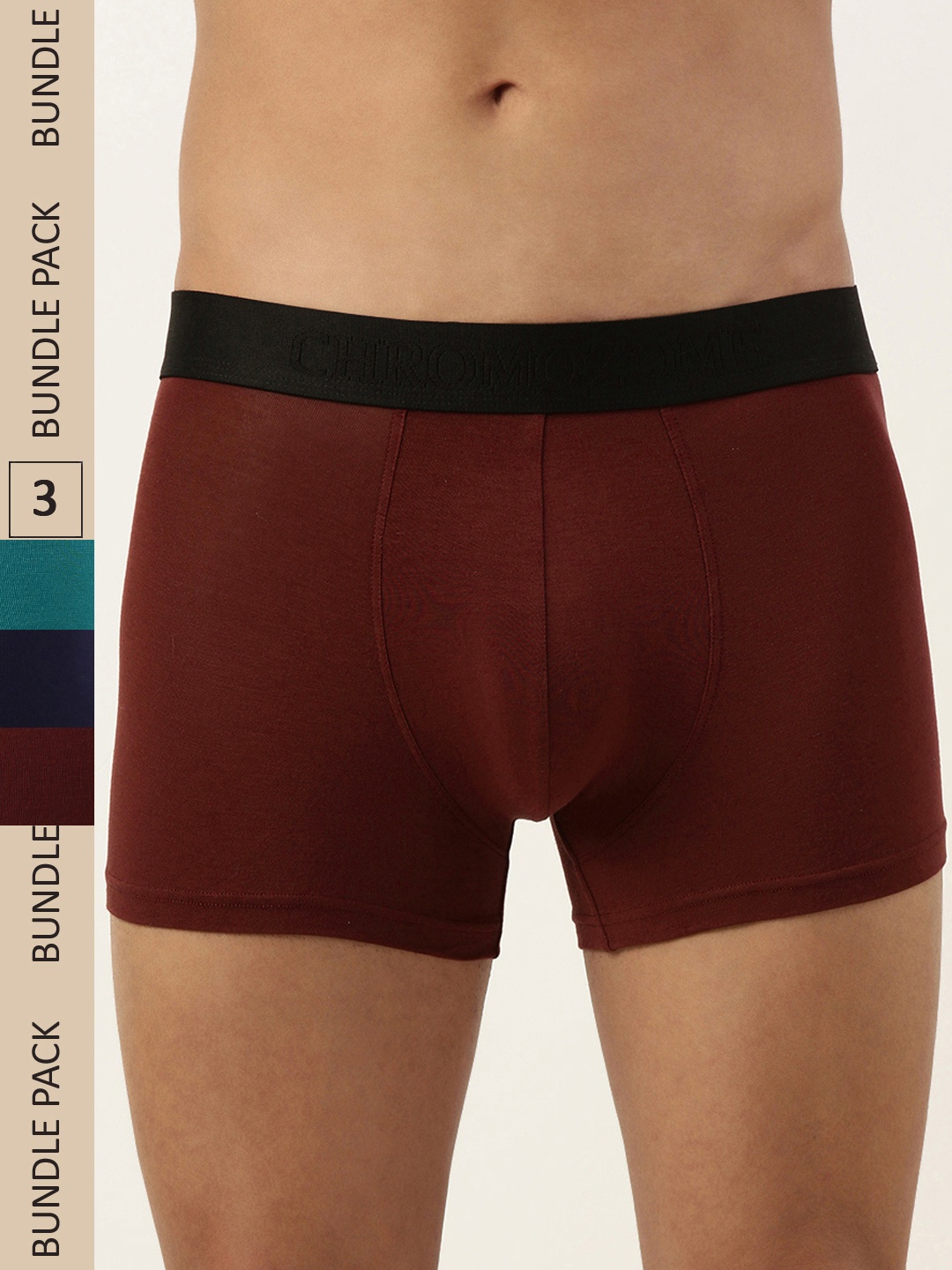 

Chromozome Men Pack of 3 Solid Ultra Premium Micro-Modal Trunks 8902733629157, Maroon