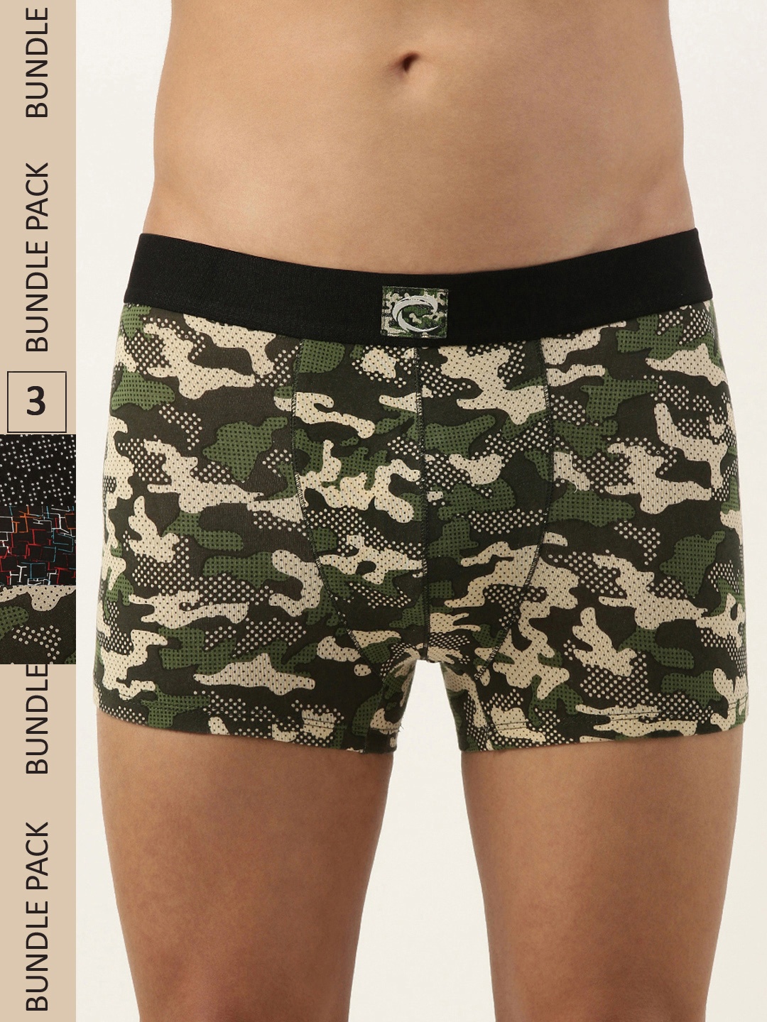 

Chromozome Men Pack of 3 Premium Cotton Stretch Printed Trunks 8902733624831, Green