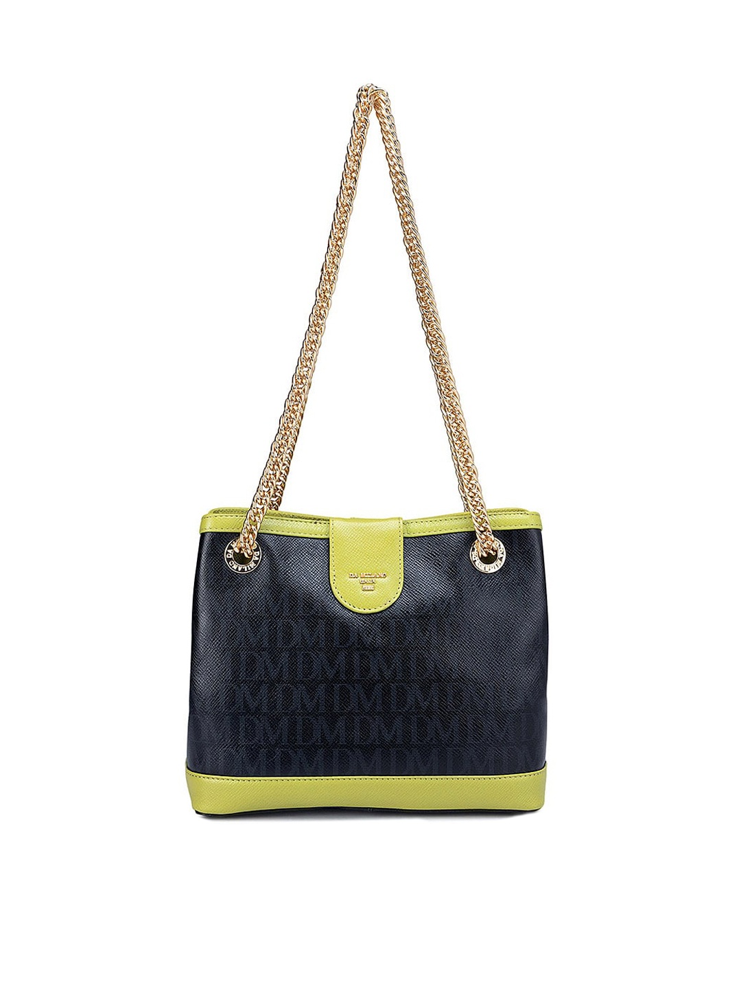

Da Milano Printed Leather Structured Shoulder Bag, Black