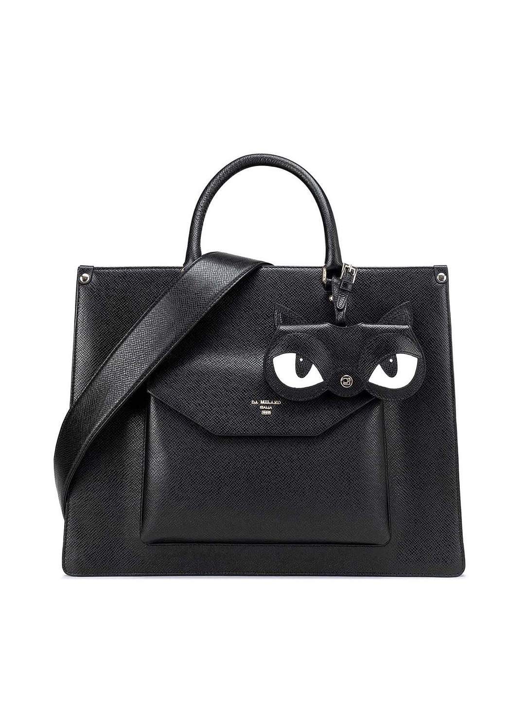 

Da Milano Leather Structured Shoulder Bag, Black