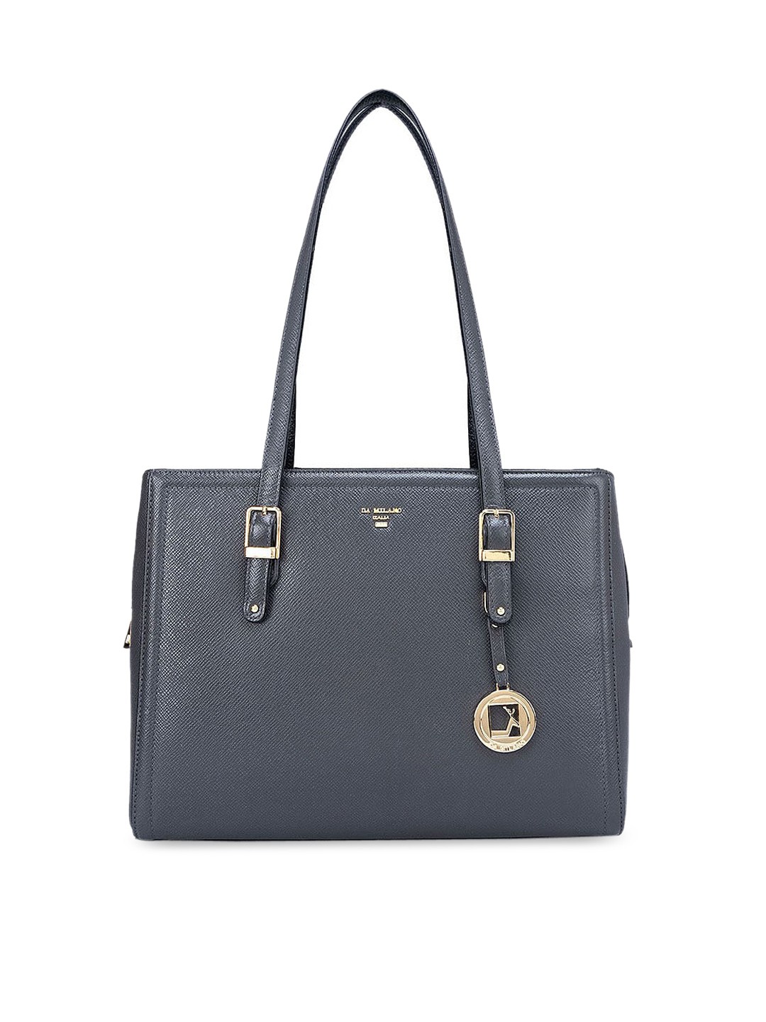 

Da Milano Grey Leather Structured Shoulder Bag