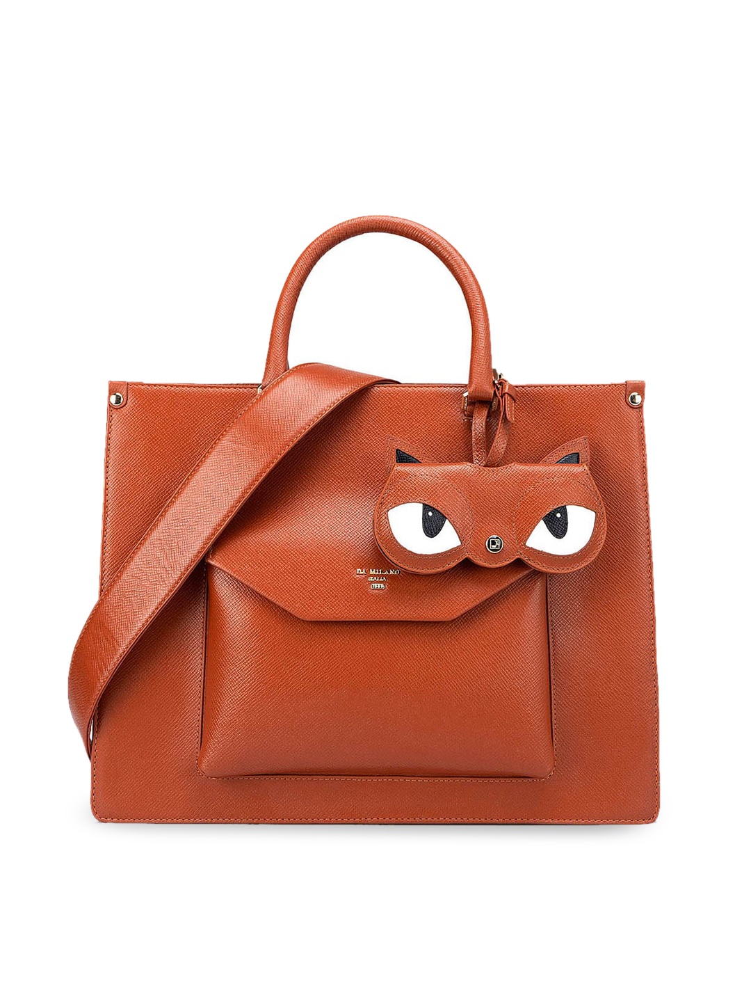 Da Milano Leather Structured Handheld Bag, Orange