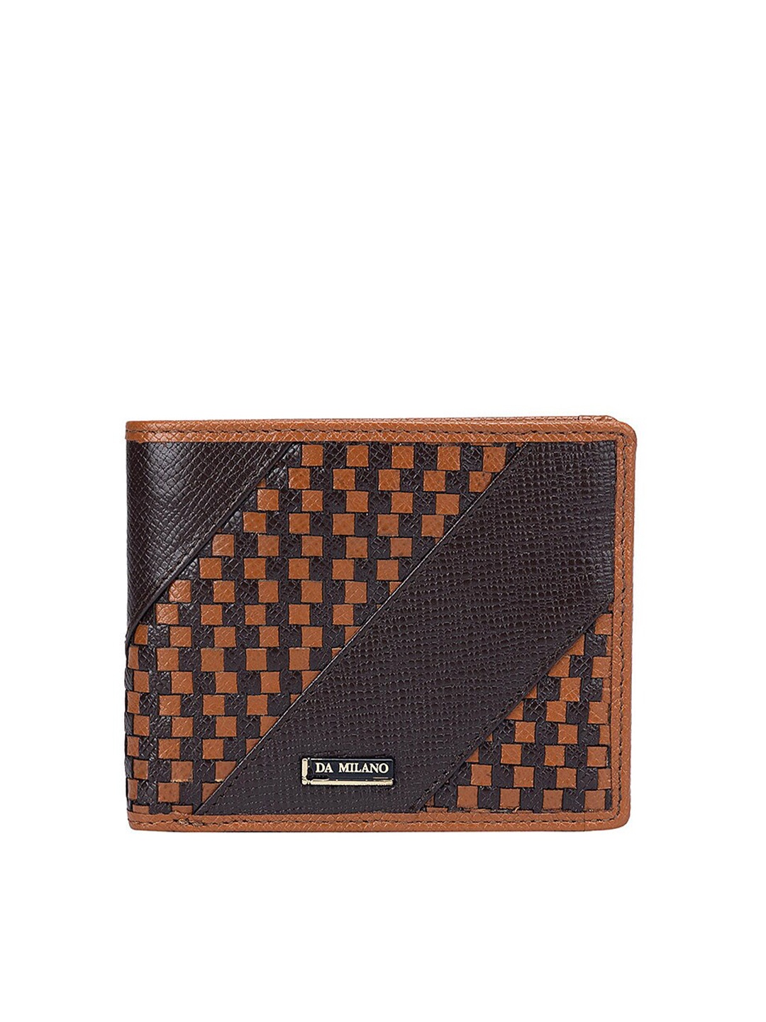 

Da Milano Men Textured Leather Two Fold Wallet, Brown
