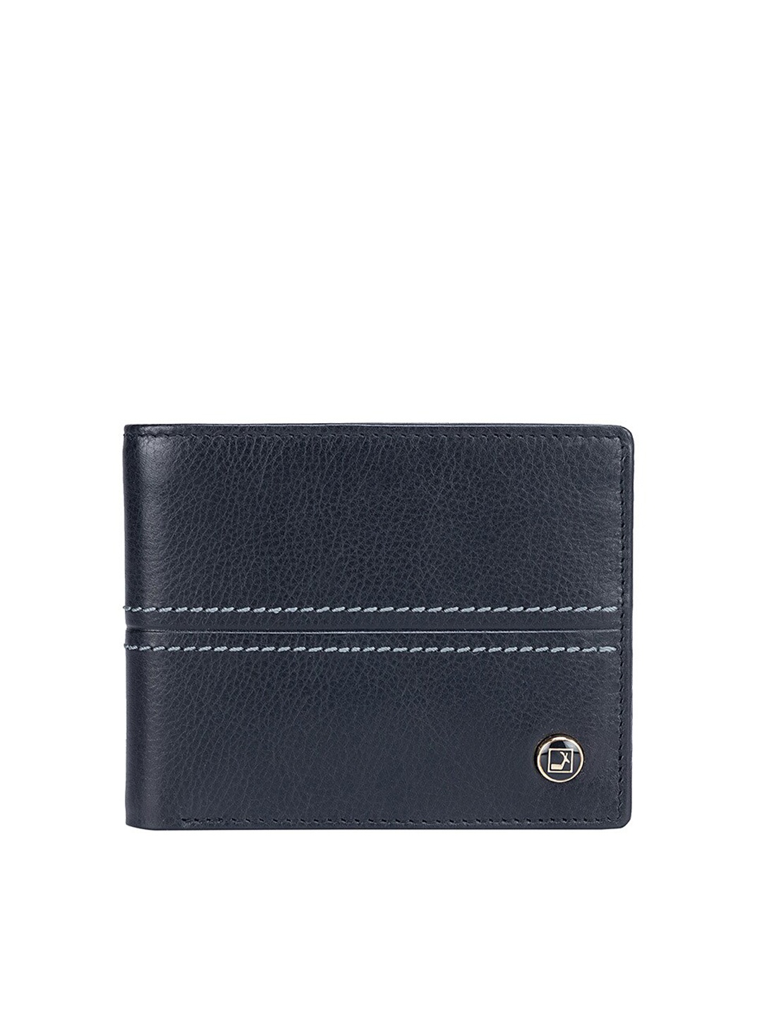 

Da Milano Men Abstract Textured Leather Two Fold Wallet, Black