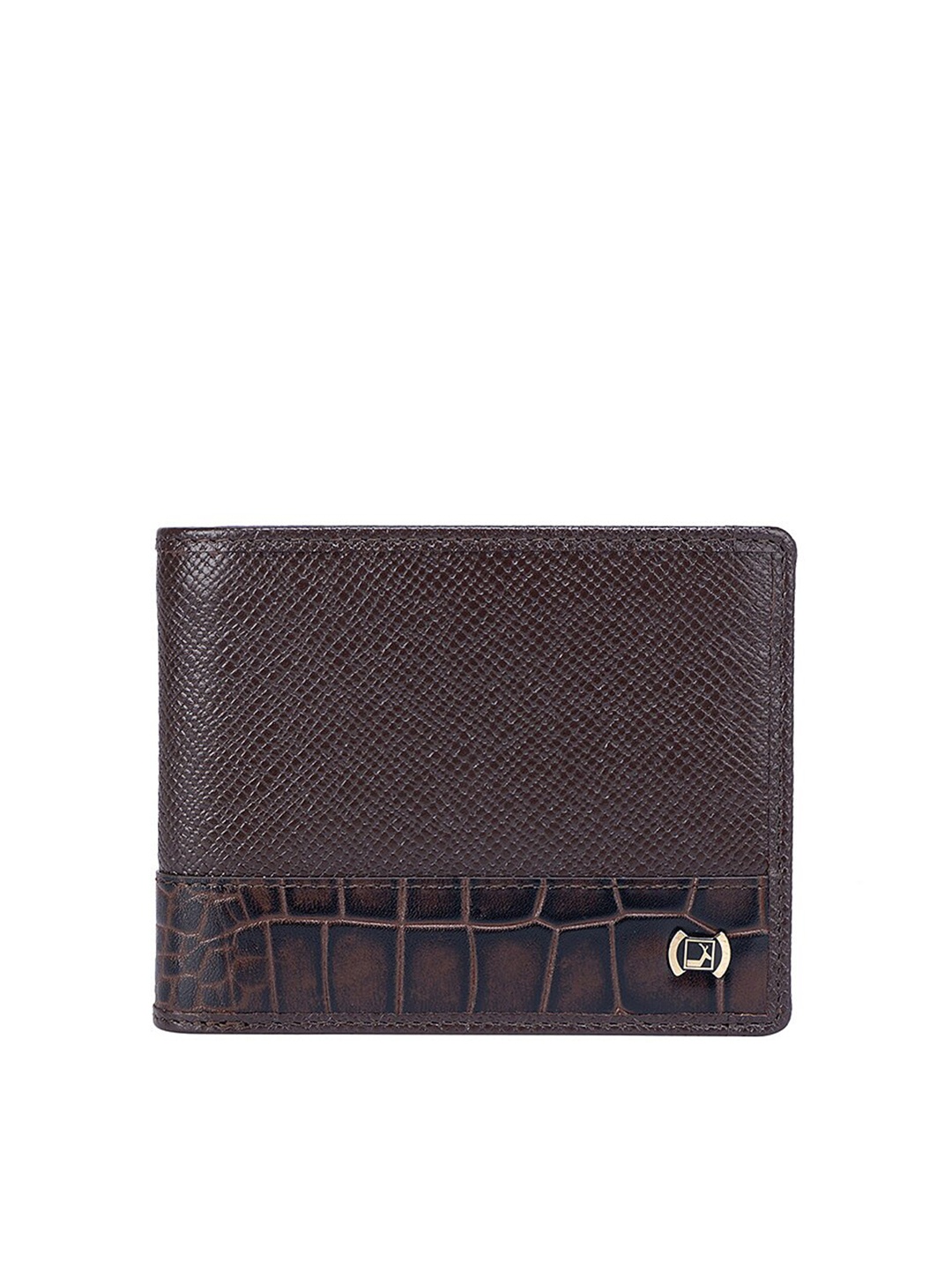 

Da Milano Men Animal Textured Leather Two Fold Wallet, Brown