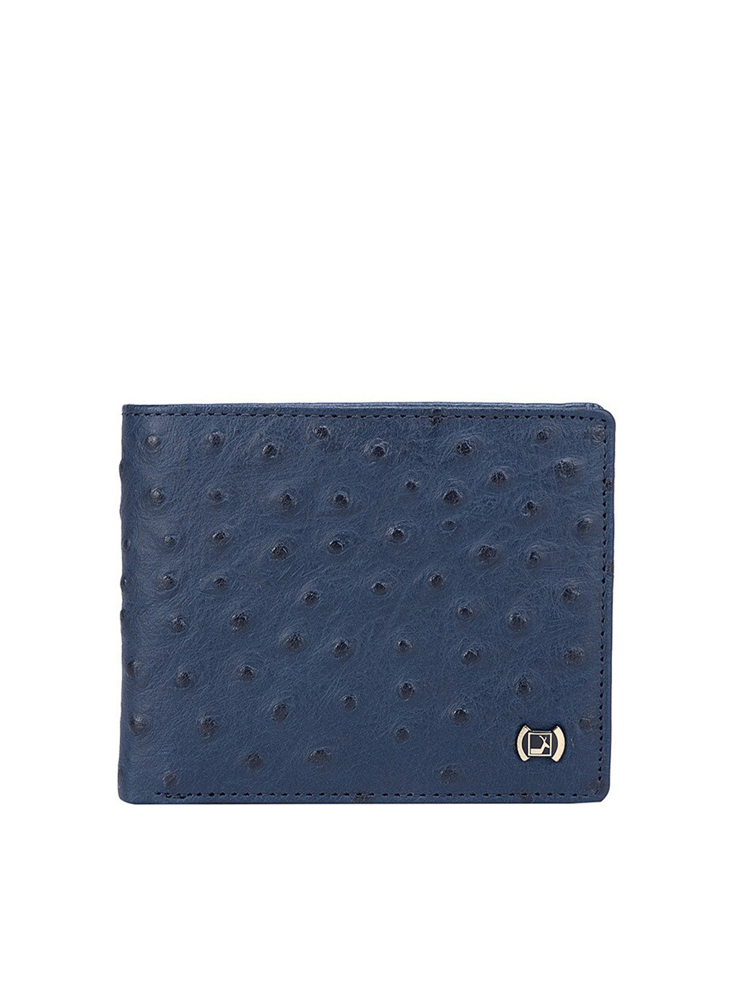 

Da Milano Men Abstract Textured Leather Two Fold Wallet, Blue
