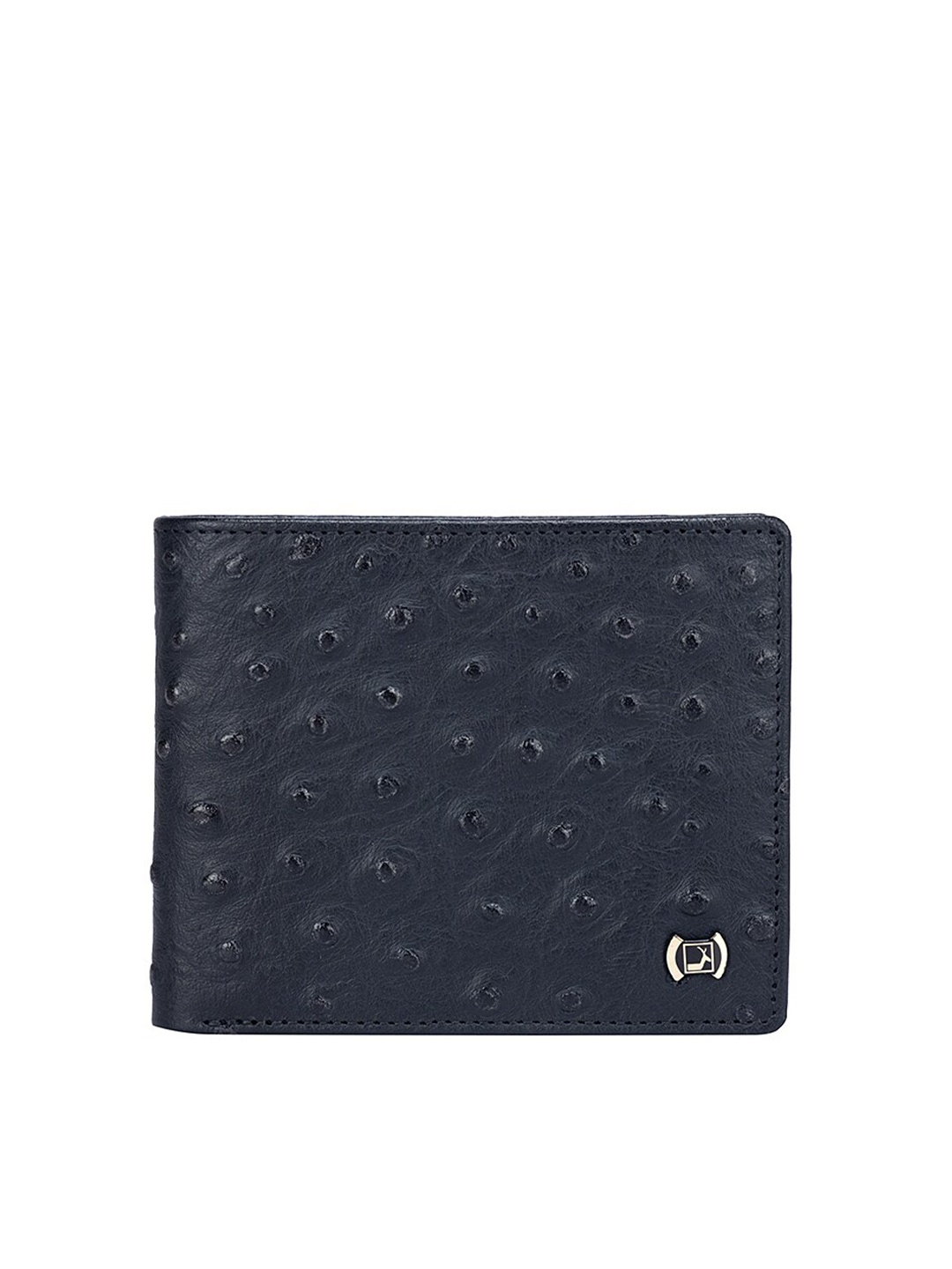 

Da Milano Men Textured Leather Two Fold Wallet, Navy blue