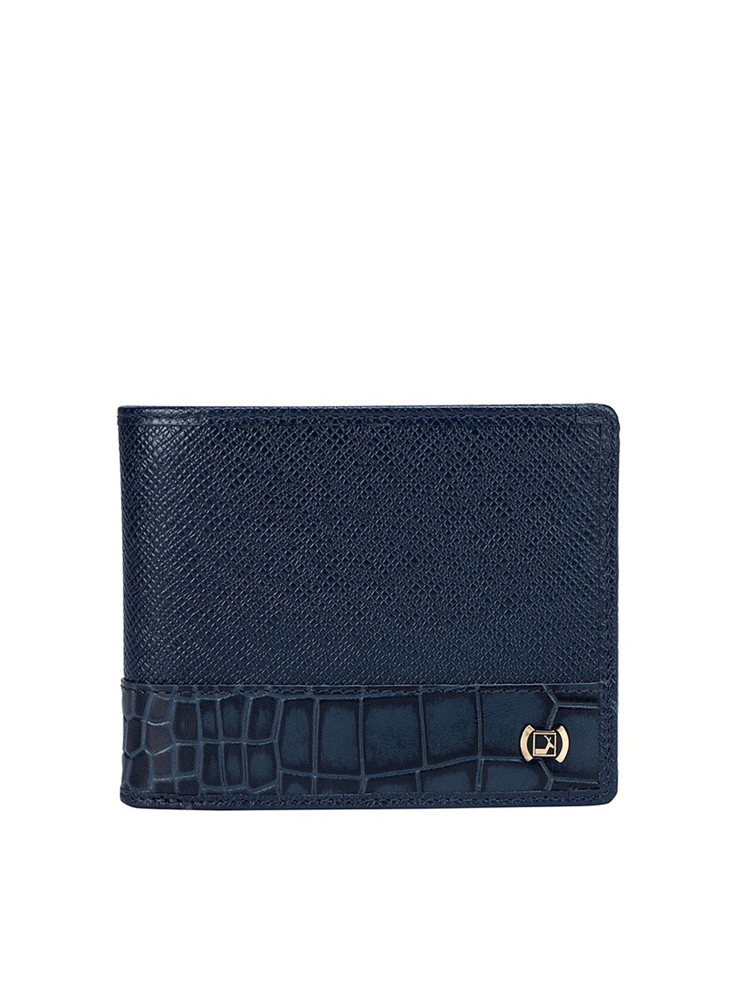 

Da Milano Men Abstract Leather Two Fold Wallet, Blue