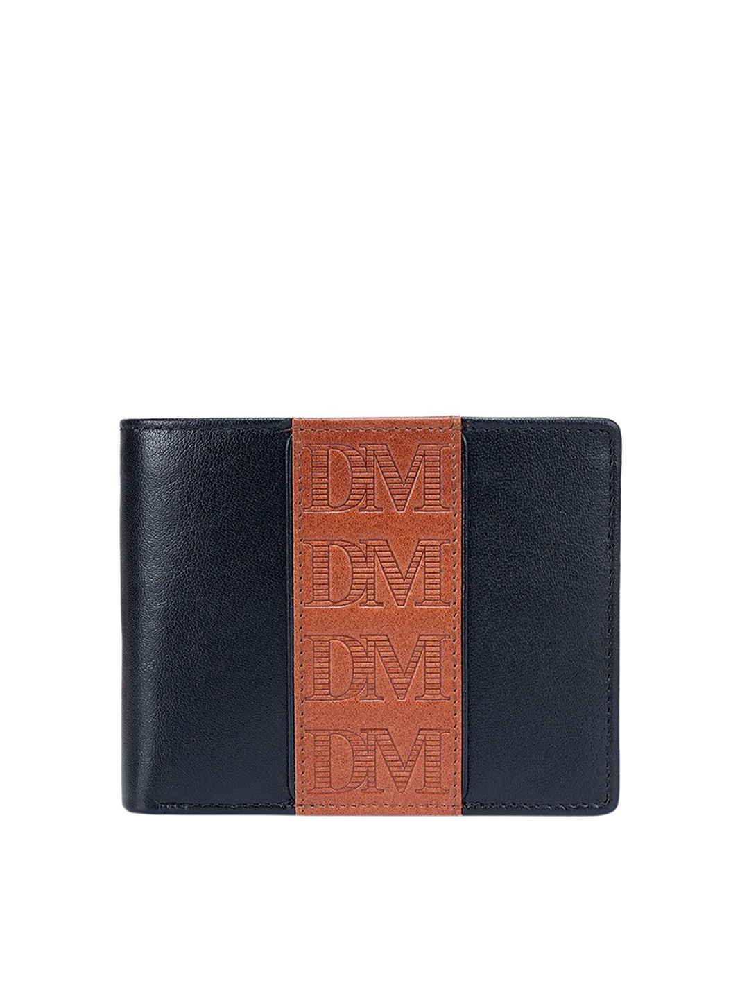 

Da Milano Men Colourblocked Leather Two Fold Wallet, Navy blue