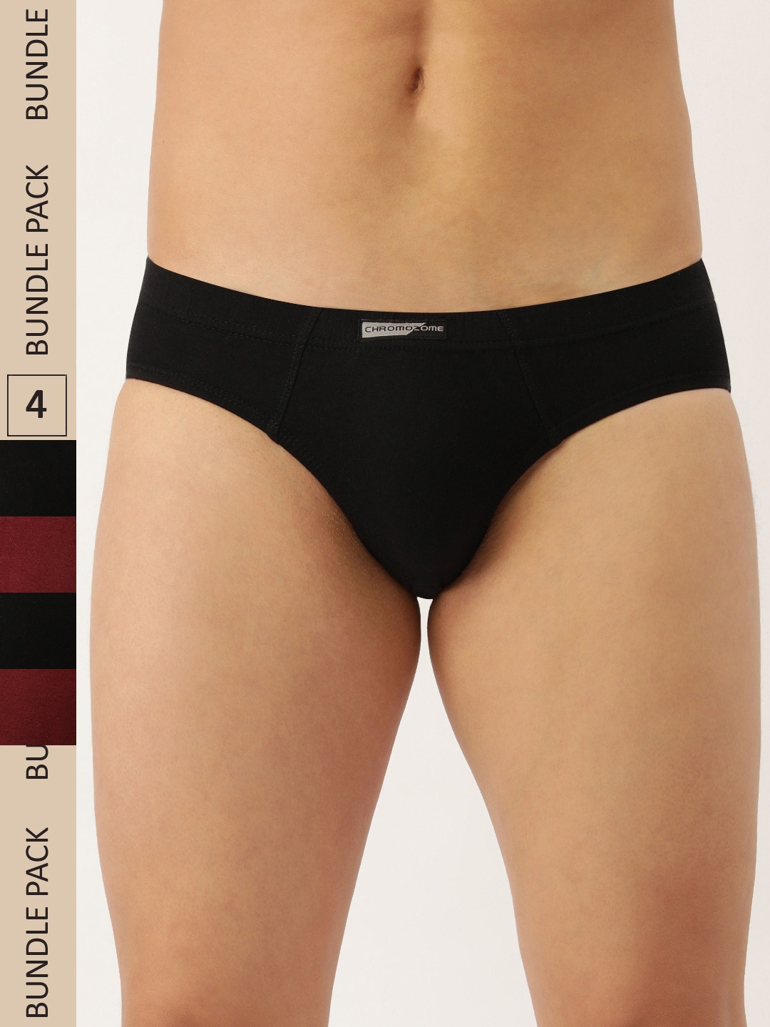 

Chromozome Men Pack of 4 Premium Pure Cotton Mini Briefs 8902733625517-MULTI 6, Black