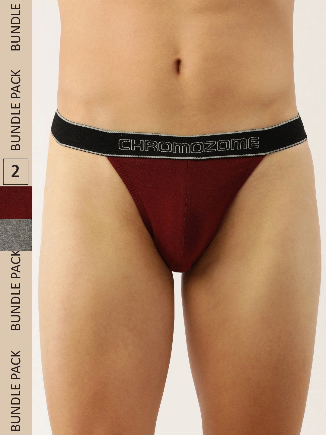 

Chromozome Men Pack of 2 Premium Pure Cotton Tanga Brief 8902733626071, Maroon