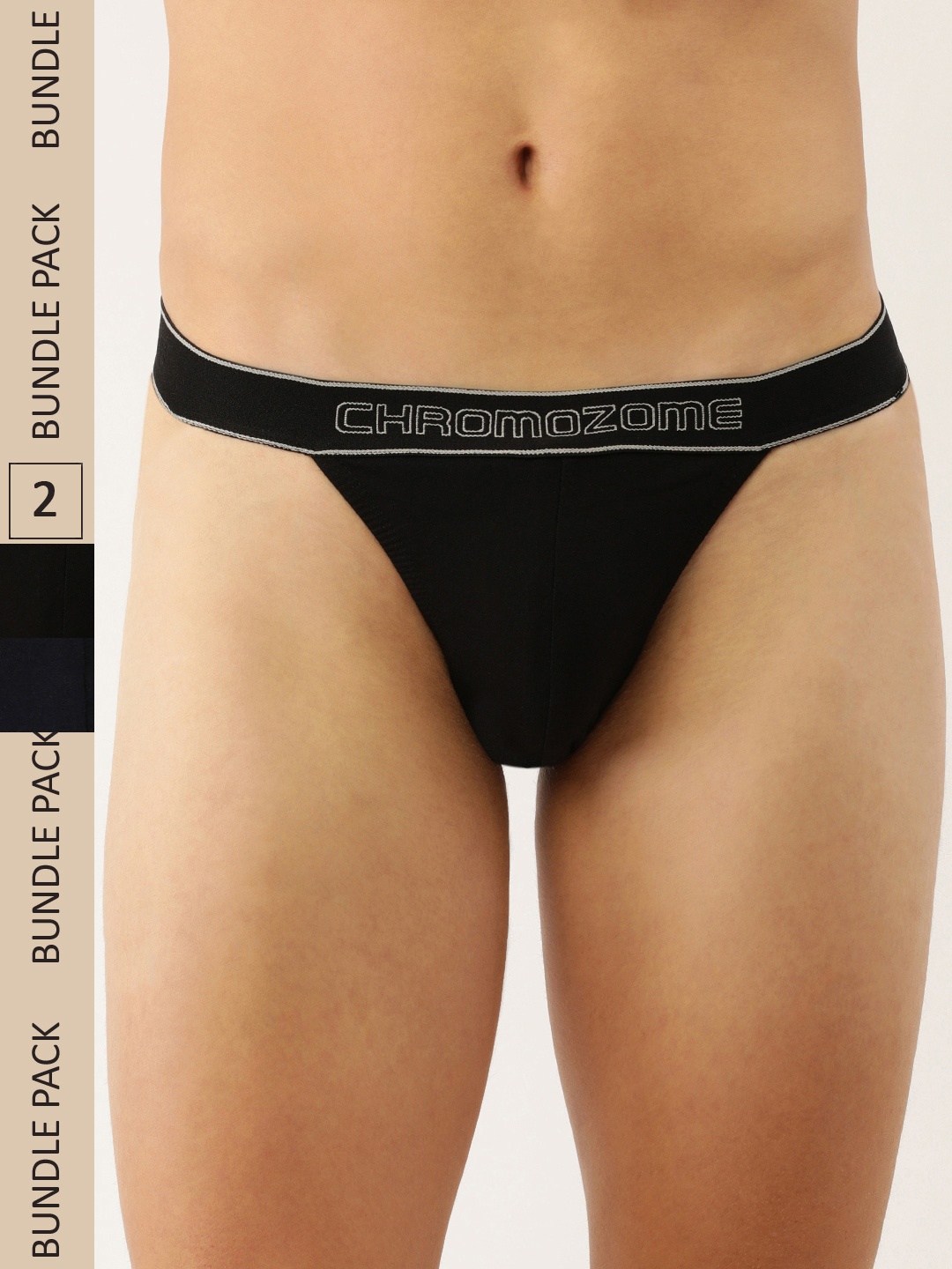 

Chromozome Men Pack of 2 Premium Pure Cotton Tanga Brief 8902733626033, Black